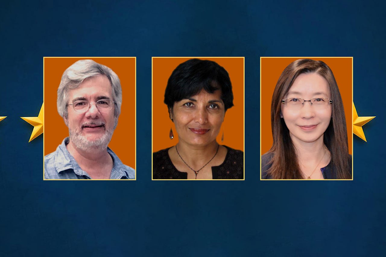 Headshots of the three winning faculty