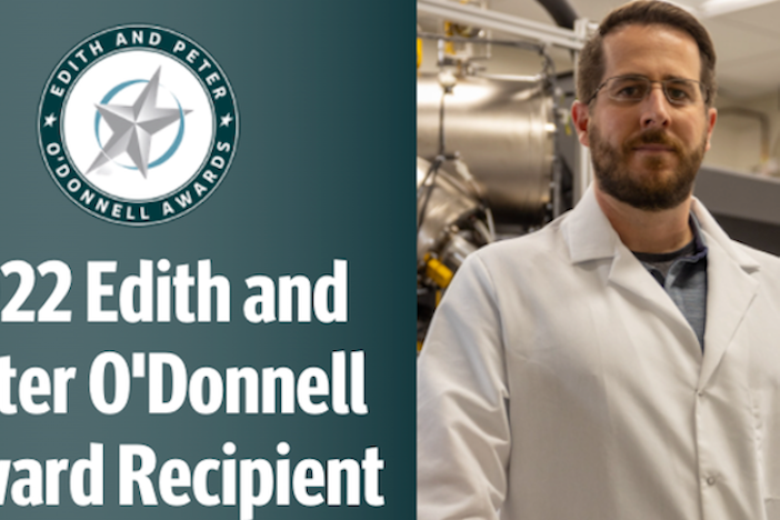 Portrait of Jason McLellan with announcement text '2022 Edith and Peter O'Donnell Award Recipient'